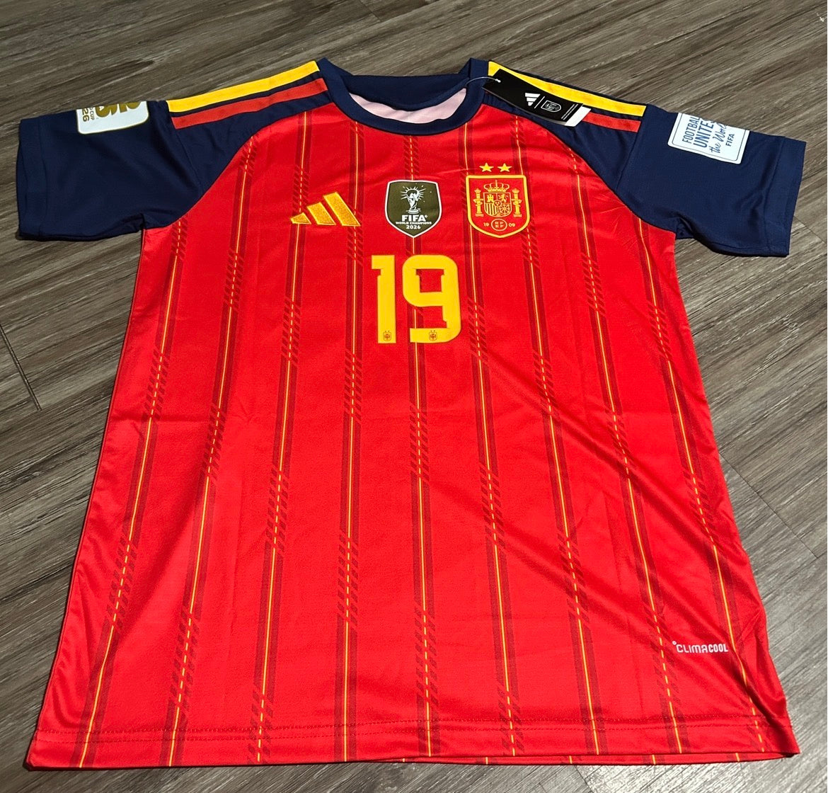 Spain 2 Stars Lamine Yamal #19 Home Jersey